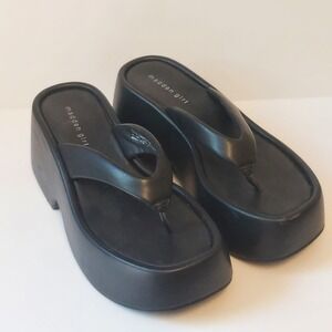 Madden Girl Black Platform Wedge Thong Sandals Womens 8 90s Y2K